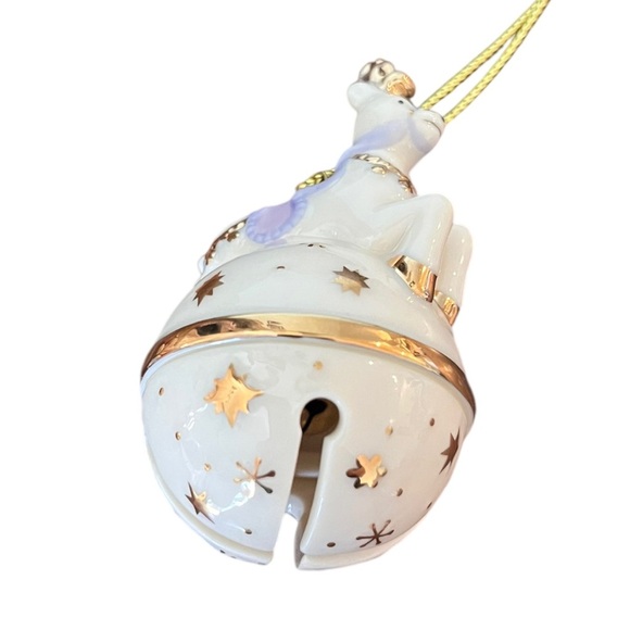 VINTAGE Lenox 4 Festive Christmas Bell Ornaments Gold White Holidays Porcelain - Picture 6 of 8